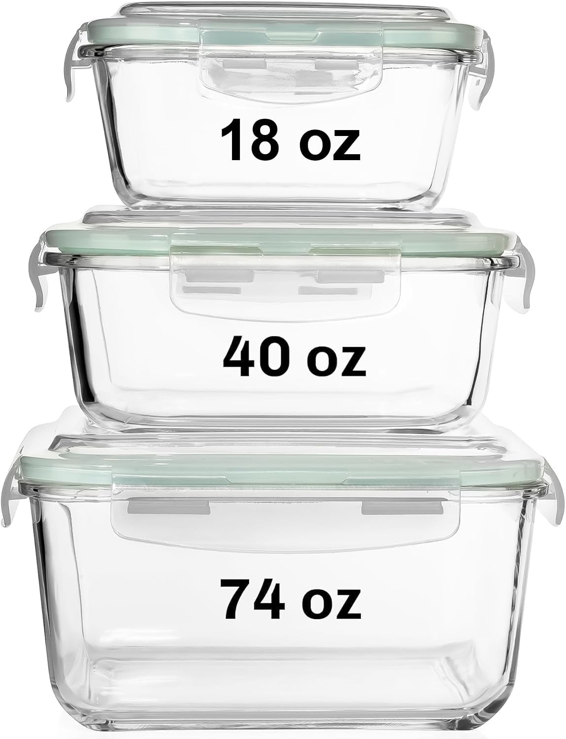 Glass Meal Prep Container - 6 PC Square Glass Food Storage