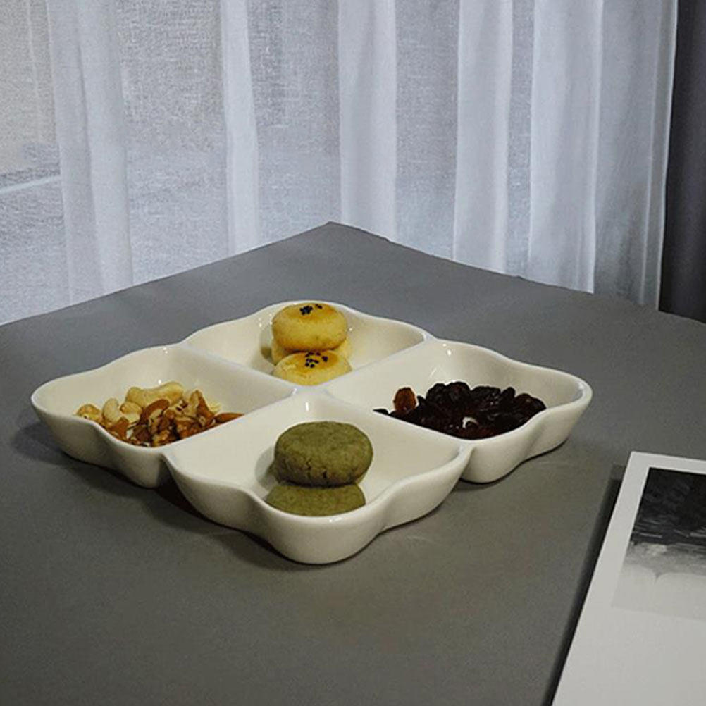 Food Storage Home - 4 Compartment Ceramic Snack Dish Modern