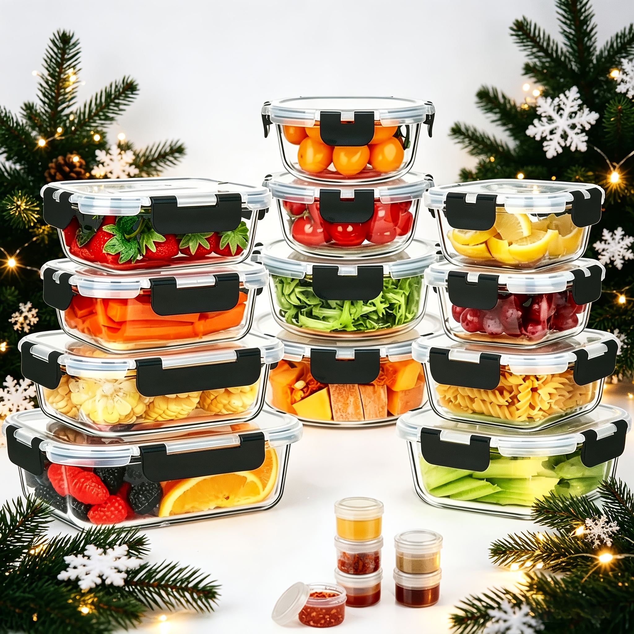 Glass Meal Prep Container - 17pcs Glass Food Storage Container(Includes 12