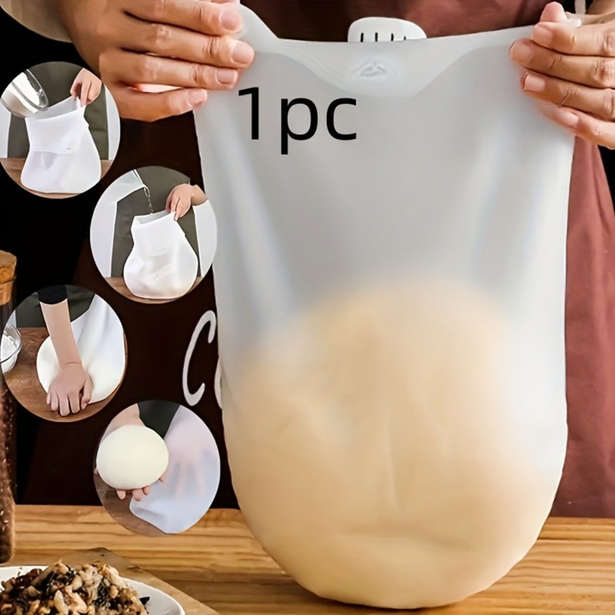 Food Storage Practices - 1Pc Reusable Silicone Dough Mixing Bag