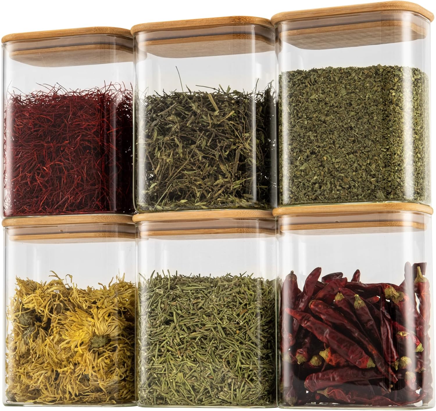 Food Storage Jar Set - 37oz Rectangle Airtight Glass Storage Containers