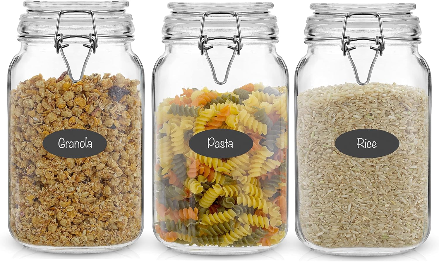 Food Storage Silicone - Airtight Glass Jars with Lids Set