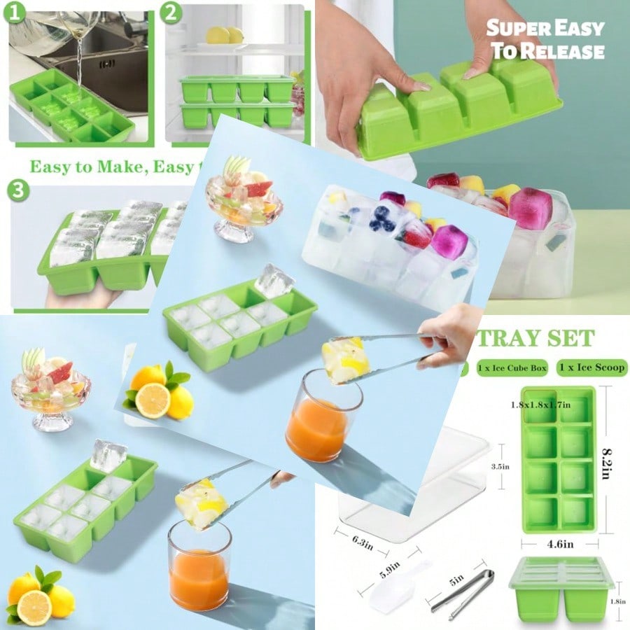 Food Storage Silicone - Ice Trays For Freezer With Lid