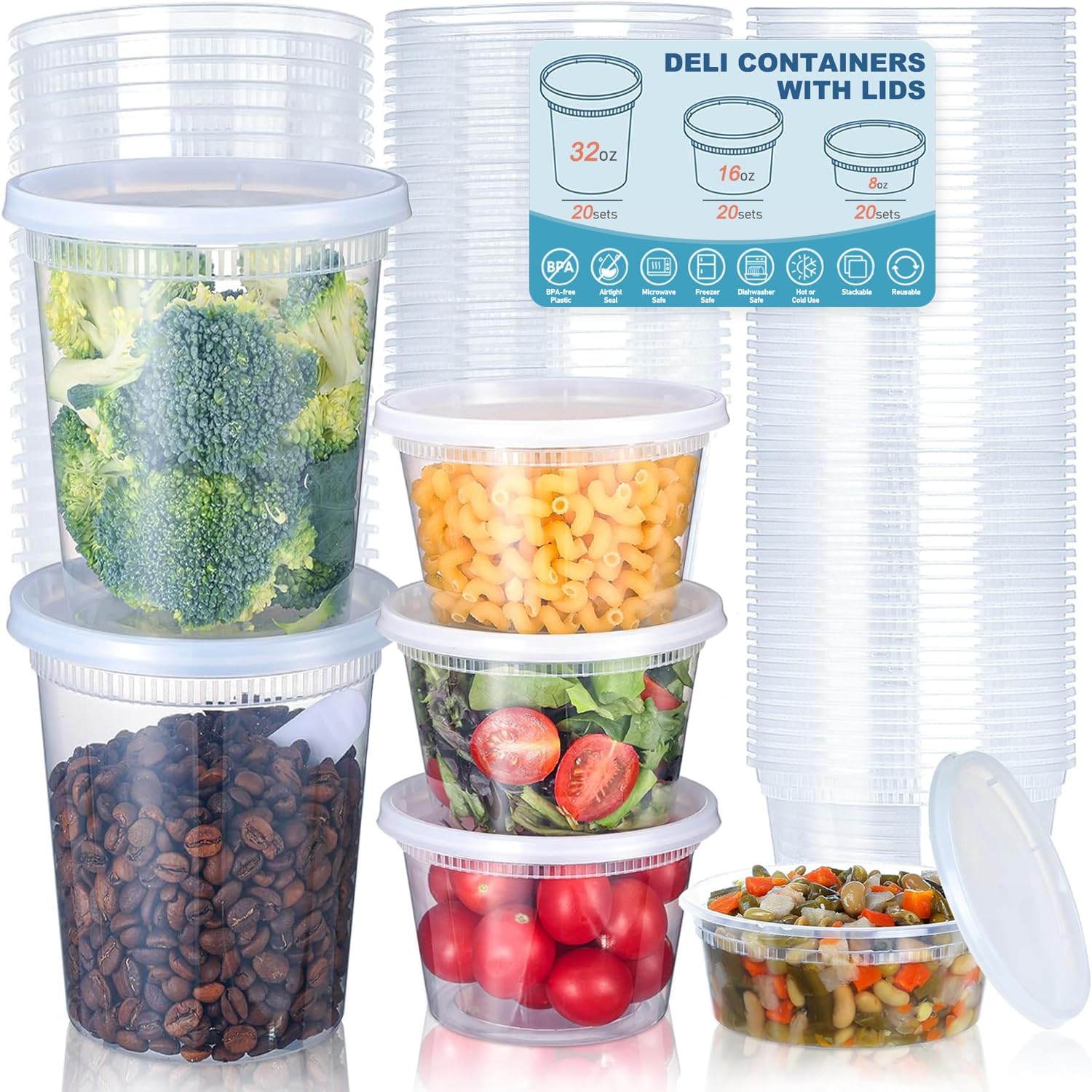 Food Storage Boxes With Lids - 24pcs Deli Food Storage Containers with