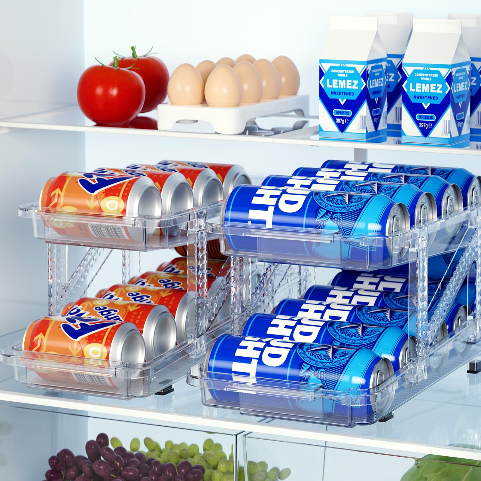 Food Storage Dispenser - Soda Can Dispenser for Refrigerator Adjustable