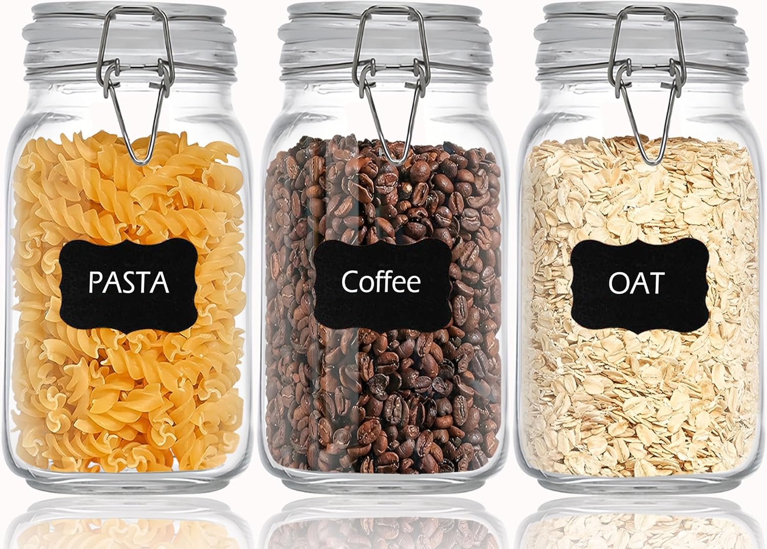 Food Storage Jar Set - Clear Food Storage Jars 50oz Square,