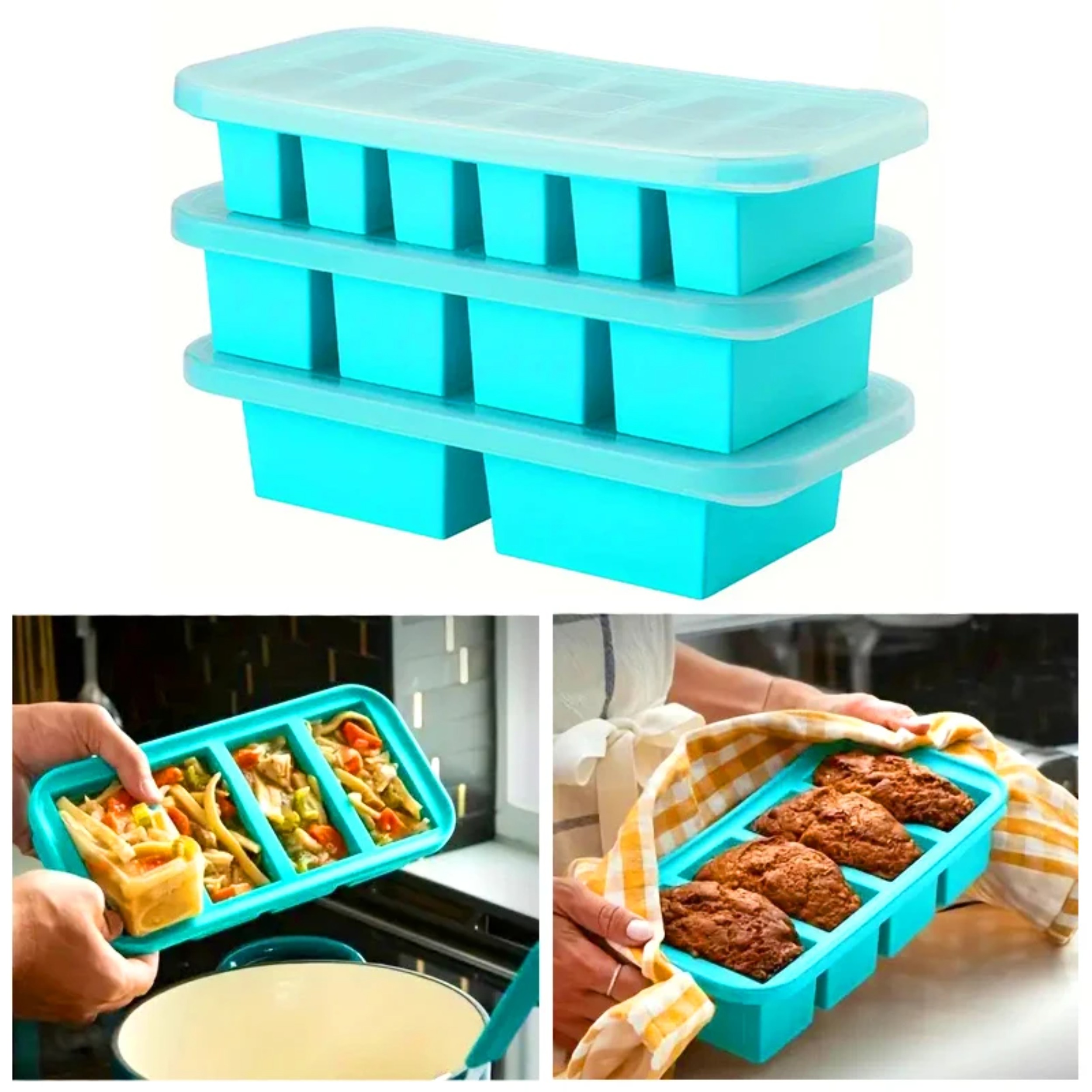 Food Storage Silicone - 1PC 2/4/6Grid Silicone Freezer Mold with