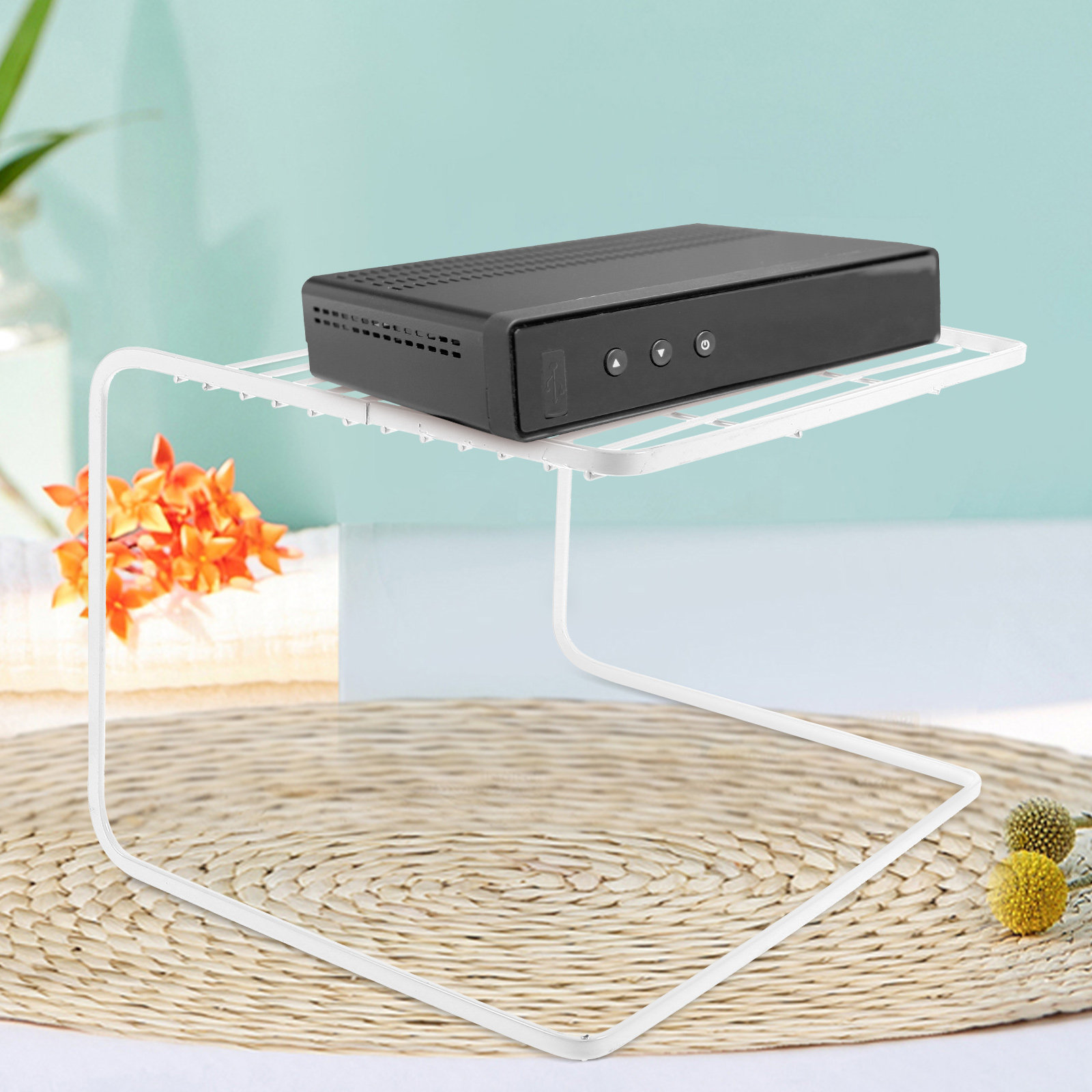 Food Storage Box Plastic - Double-Layer Tabletop Router Shelf Heavy Duty