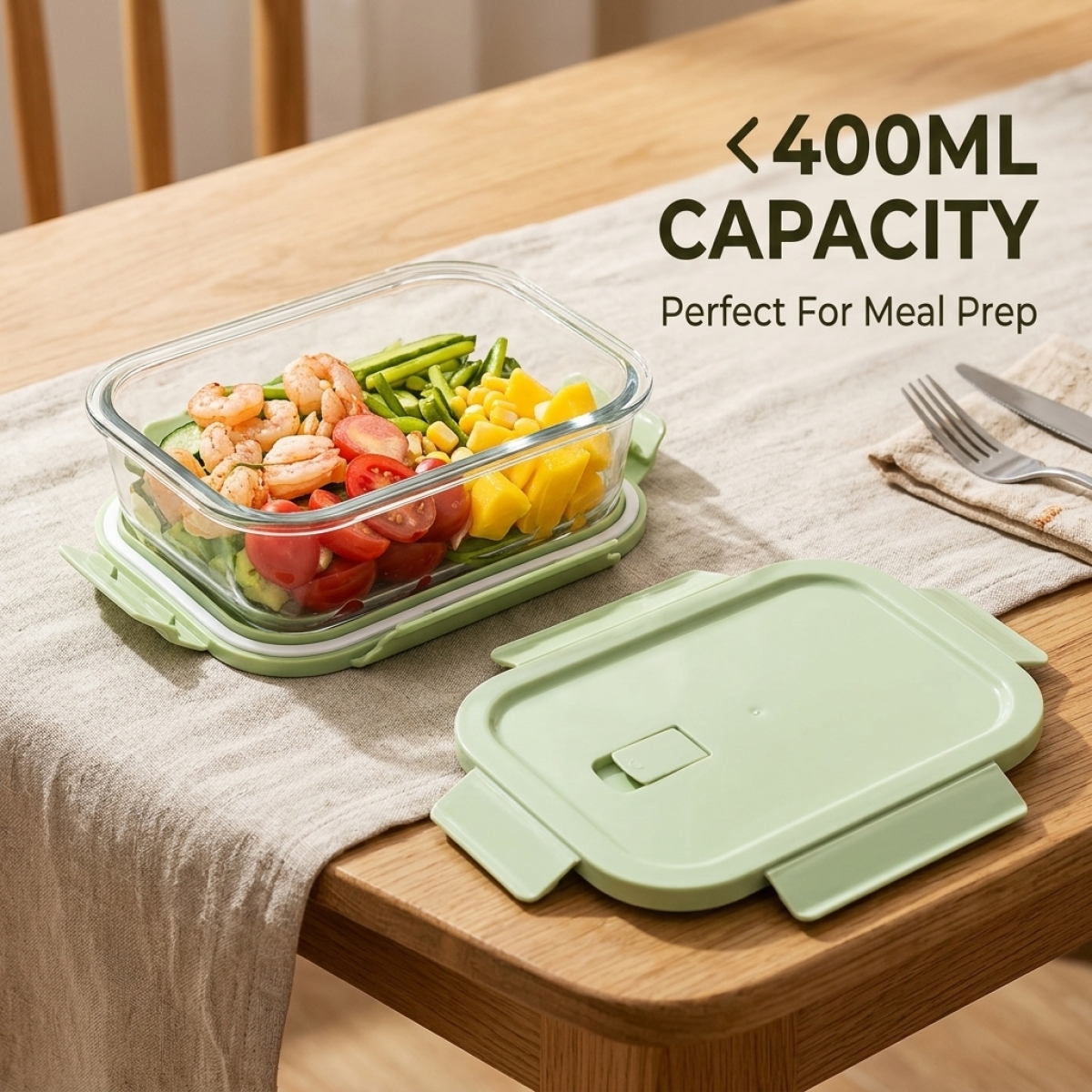 BPA-Free Green Glass Lunch Box - Glass Meal Prep Container のレビューと価格