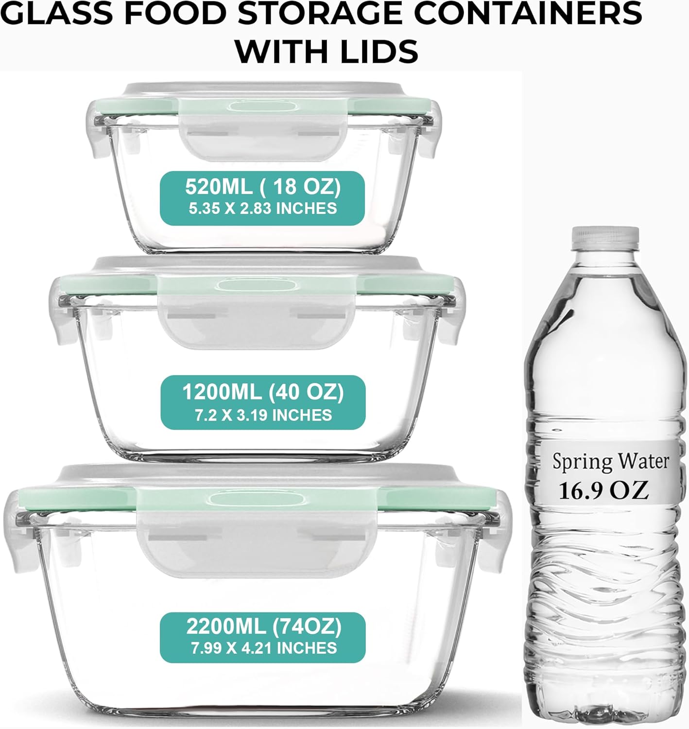 6 PC Square Glass Food Storage - Glass Meal Prep Container のレビューと価格