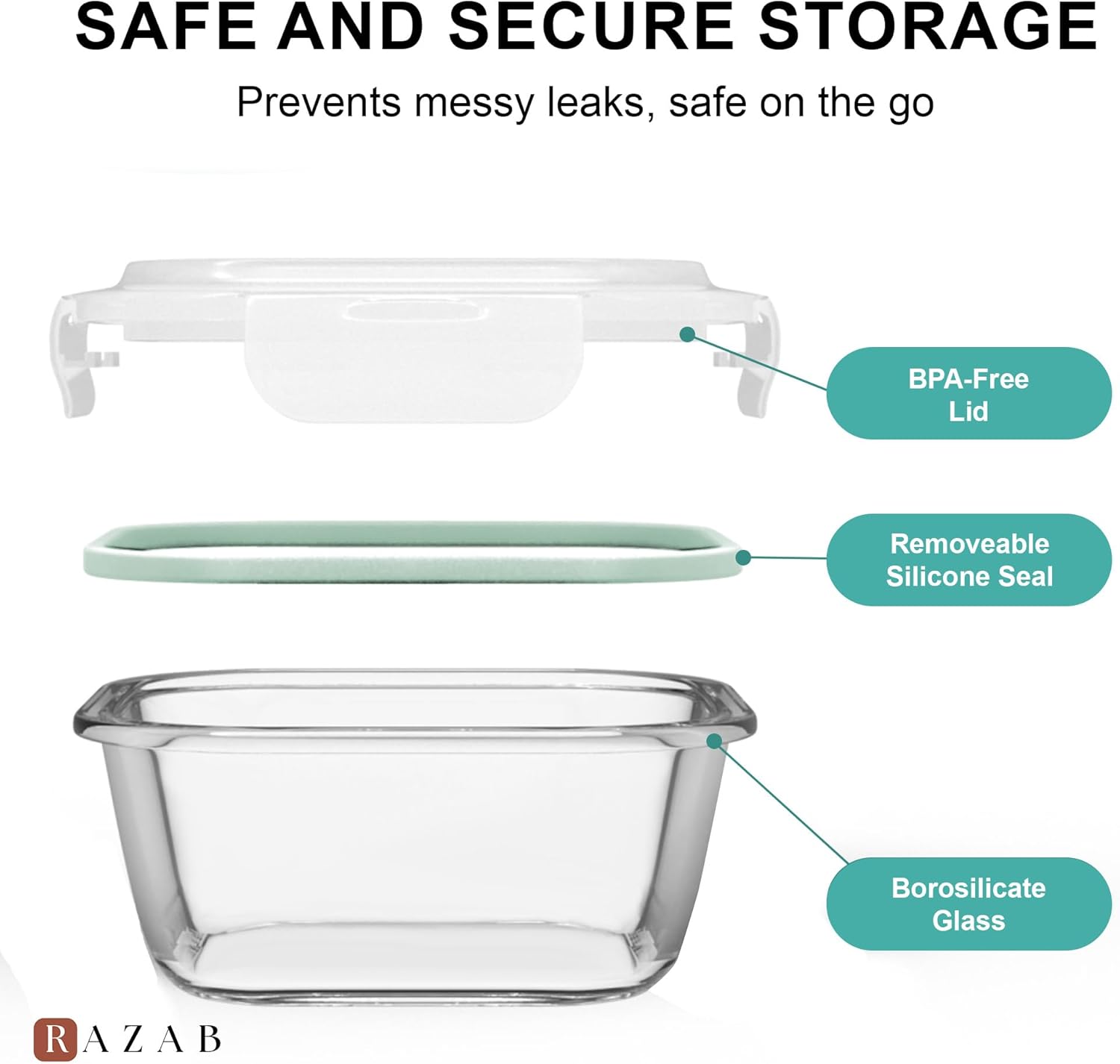 6 PC Square Glass Food Storage - Glass Meal Prep Container のレビューと価格