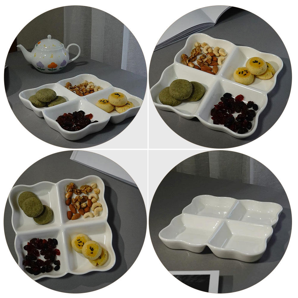 4 Compartment Ceramic Snack Di - Food Storage Home のレビューと価格