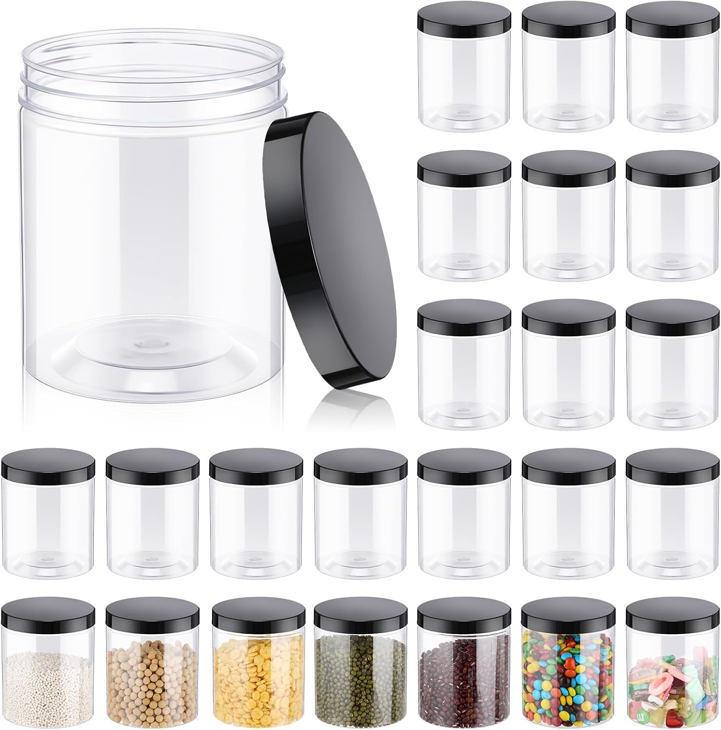 24 Pcs 16oz Plastic Jars with  - Food Storage Airtight のレビューと価格