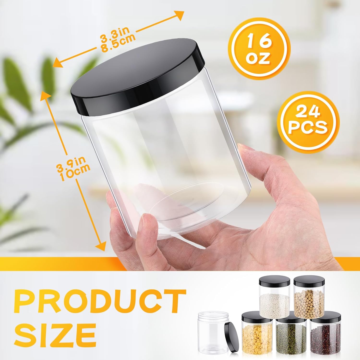 24 Pcs 16oz Plastic Jars with  - Food Storage Airtight のレビューと価格
