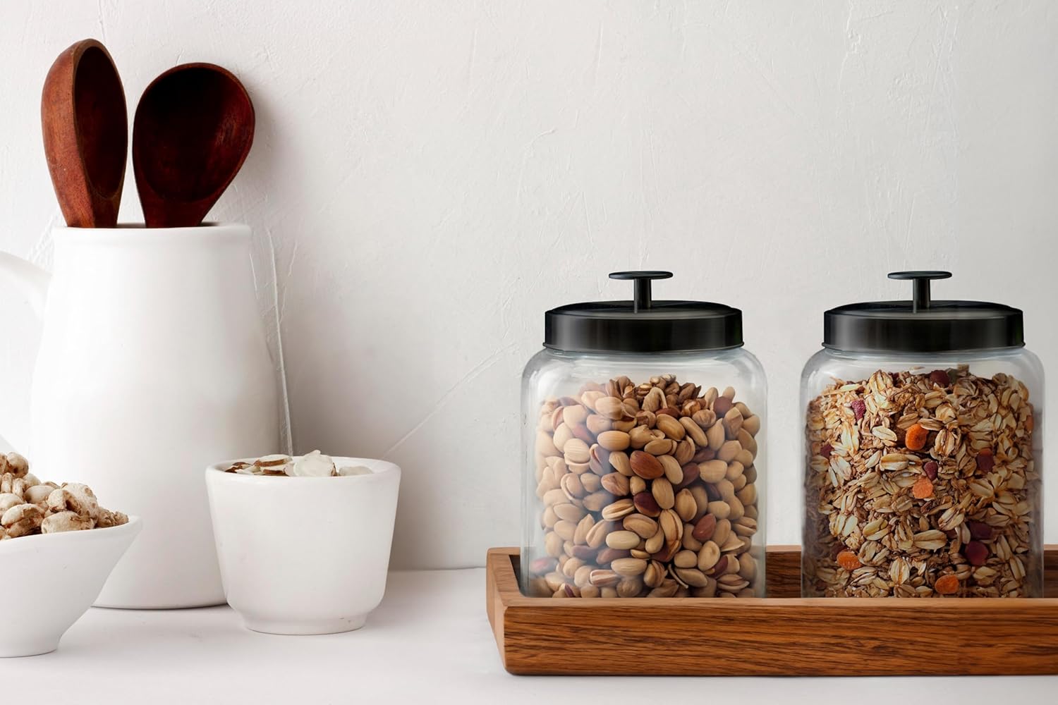 Glass Kitchen Canister Set, Fo - Food Storage Jar Set のレビューと価格
