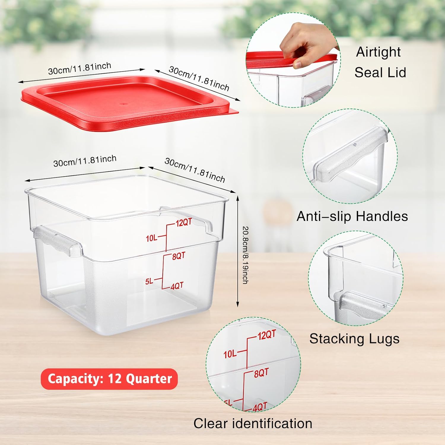 Clear Square Food Storage Cont - Food Storage 12 Qt のレビューと価格