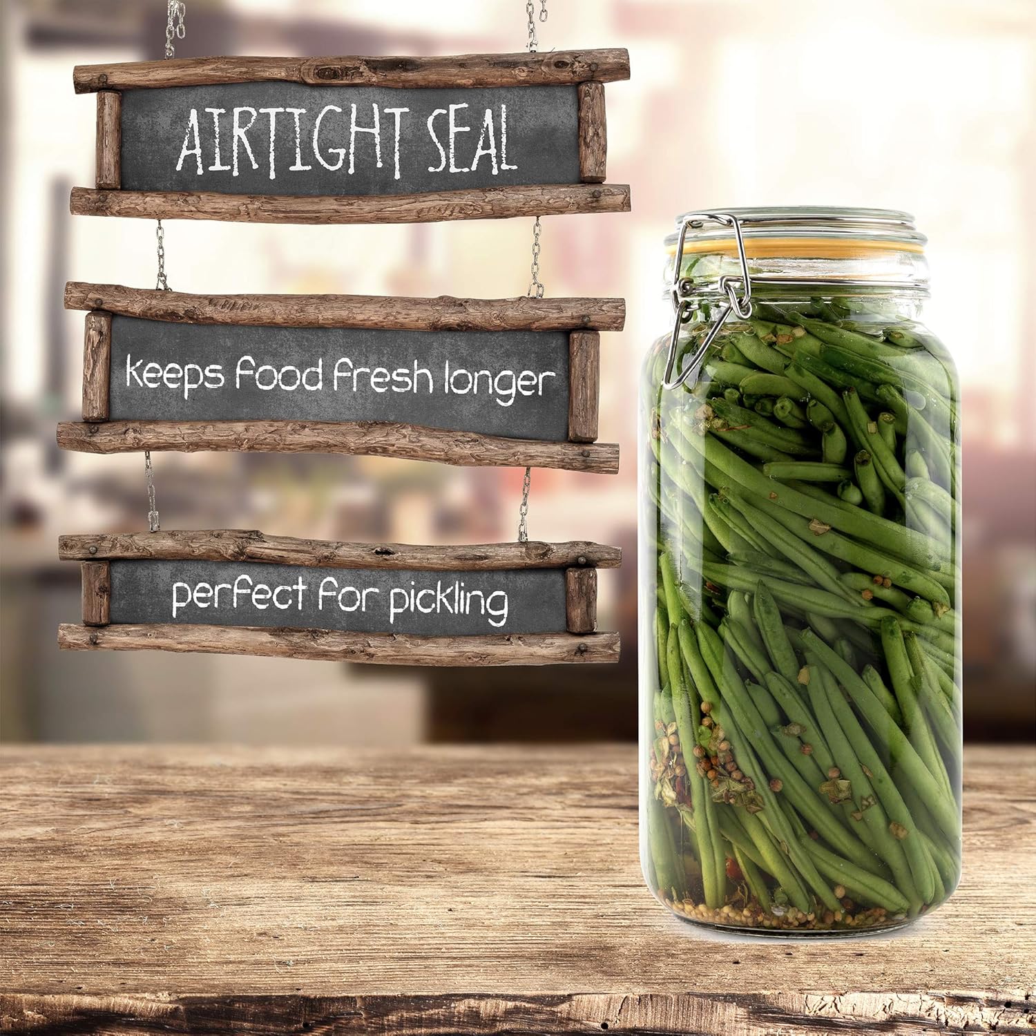 Glass Jars with Lids 67 oz Foo - Food Storage Airtight のレビューと価格