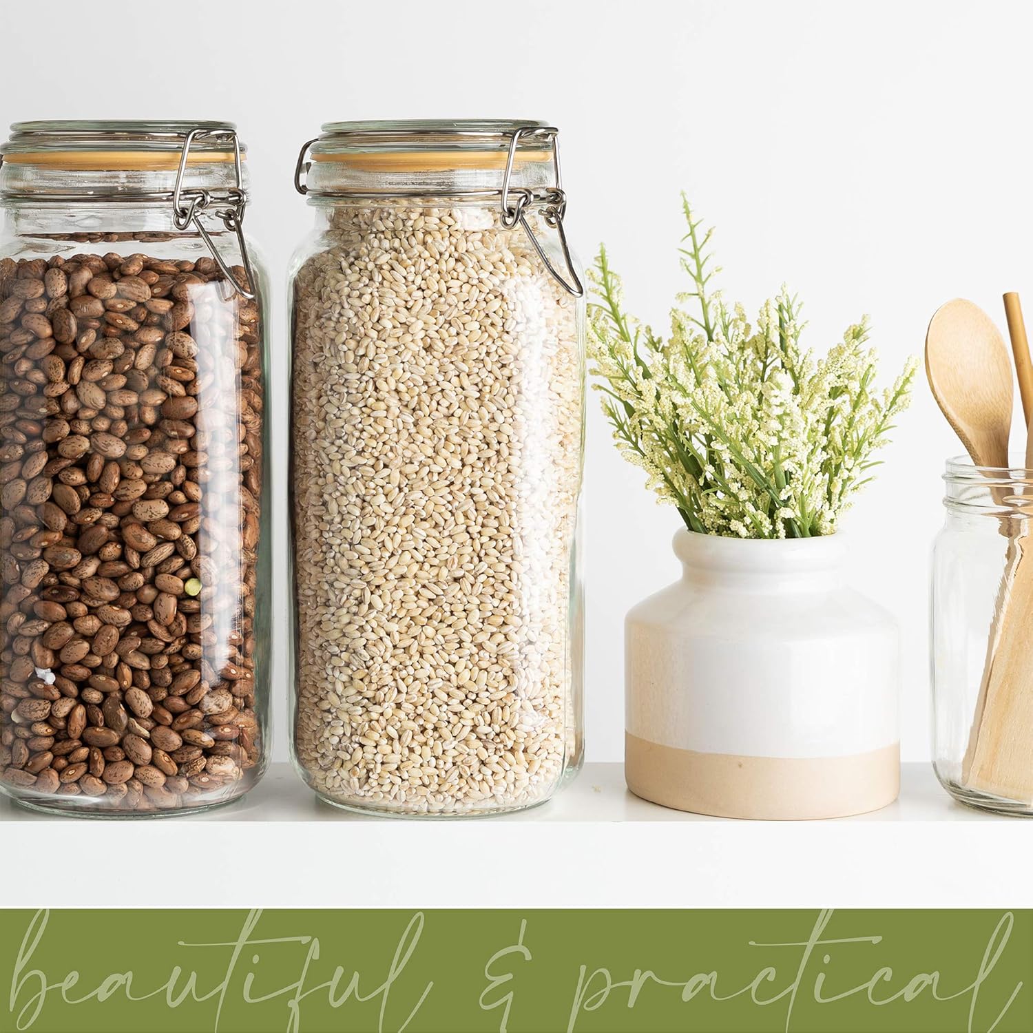 Glass Jars with Lids 67 oz Foo - Food Storage Airtight のレビューと価格