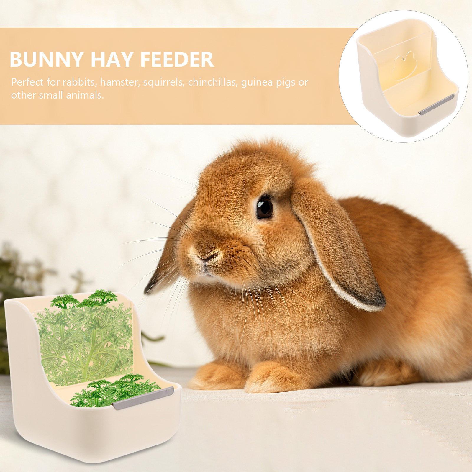 2-in-1 Rabbit Feeder Hay Rack  - Food Storage Dispenser のレビューと価格