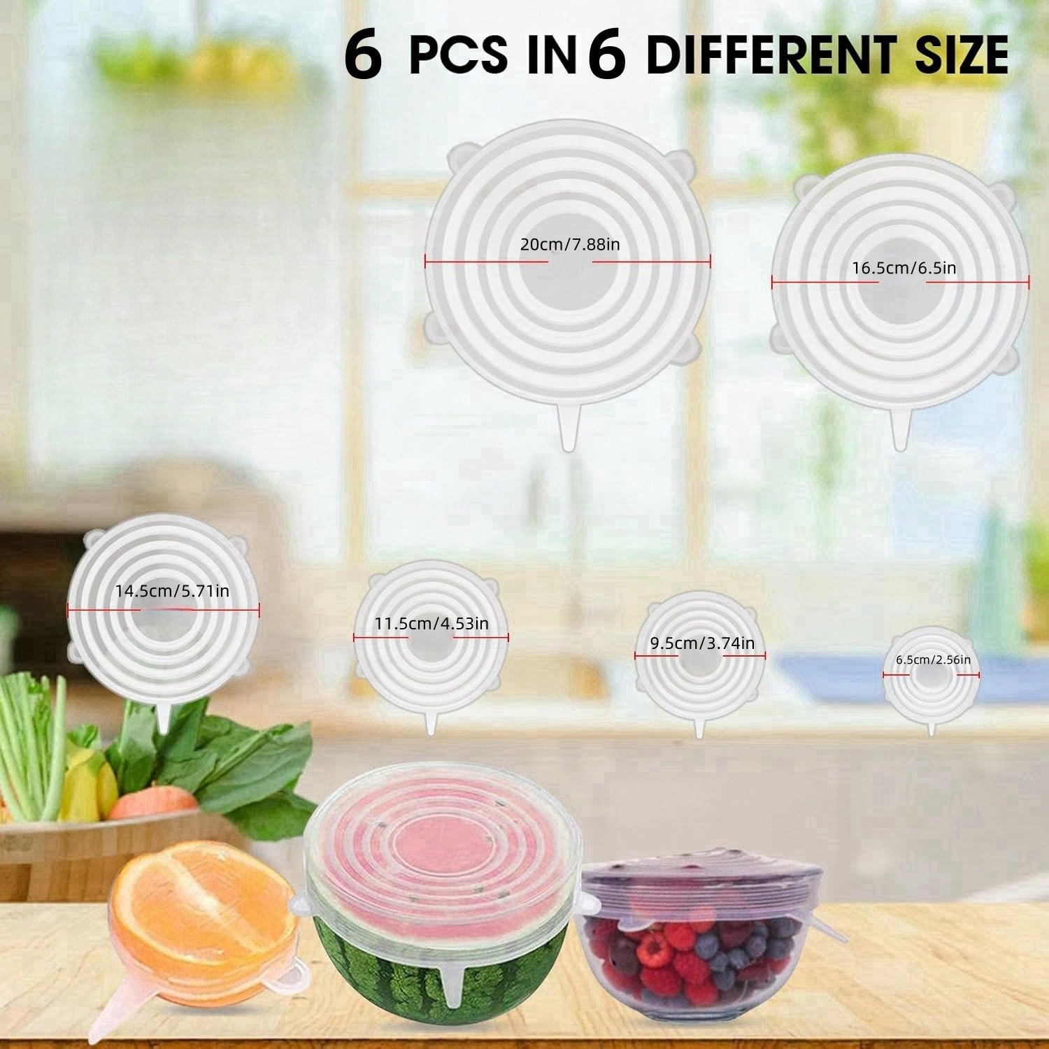 6pcs/Set Silicone Elastic Lids - Food Storage Silicone のレビューと価格