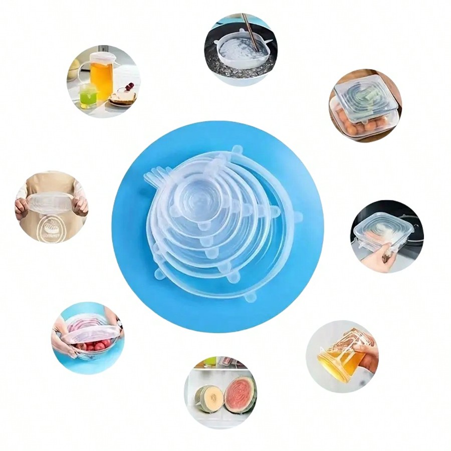 6pcs/Set Silicone Elastic Lids - Food Storage Silicone のレビューと価格