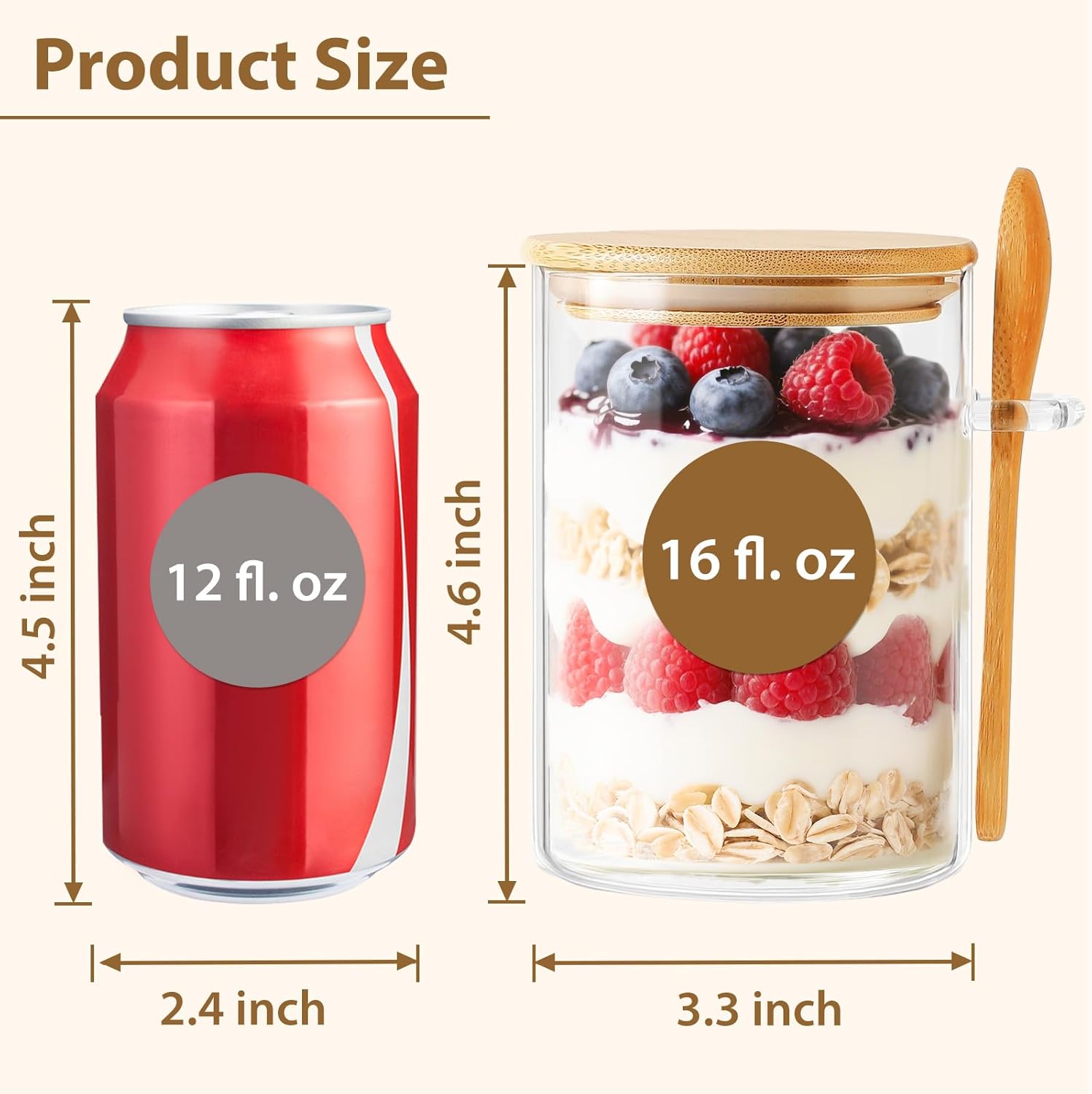 6 Pack Overnight Oats Containe - Glass Meal Prep Container のレビューと価格