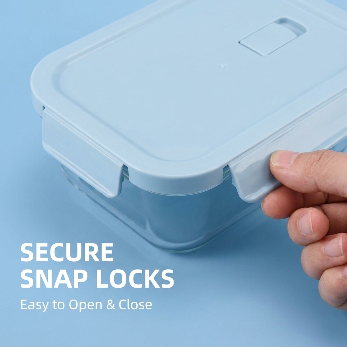 Shallow Blue Glass Bento Box–H - Glass Meal Prep Container のレビューと価格