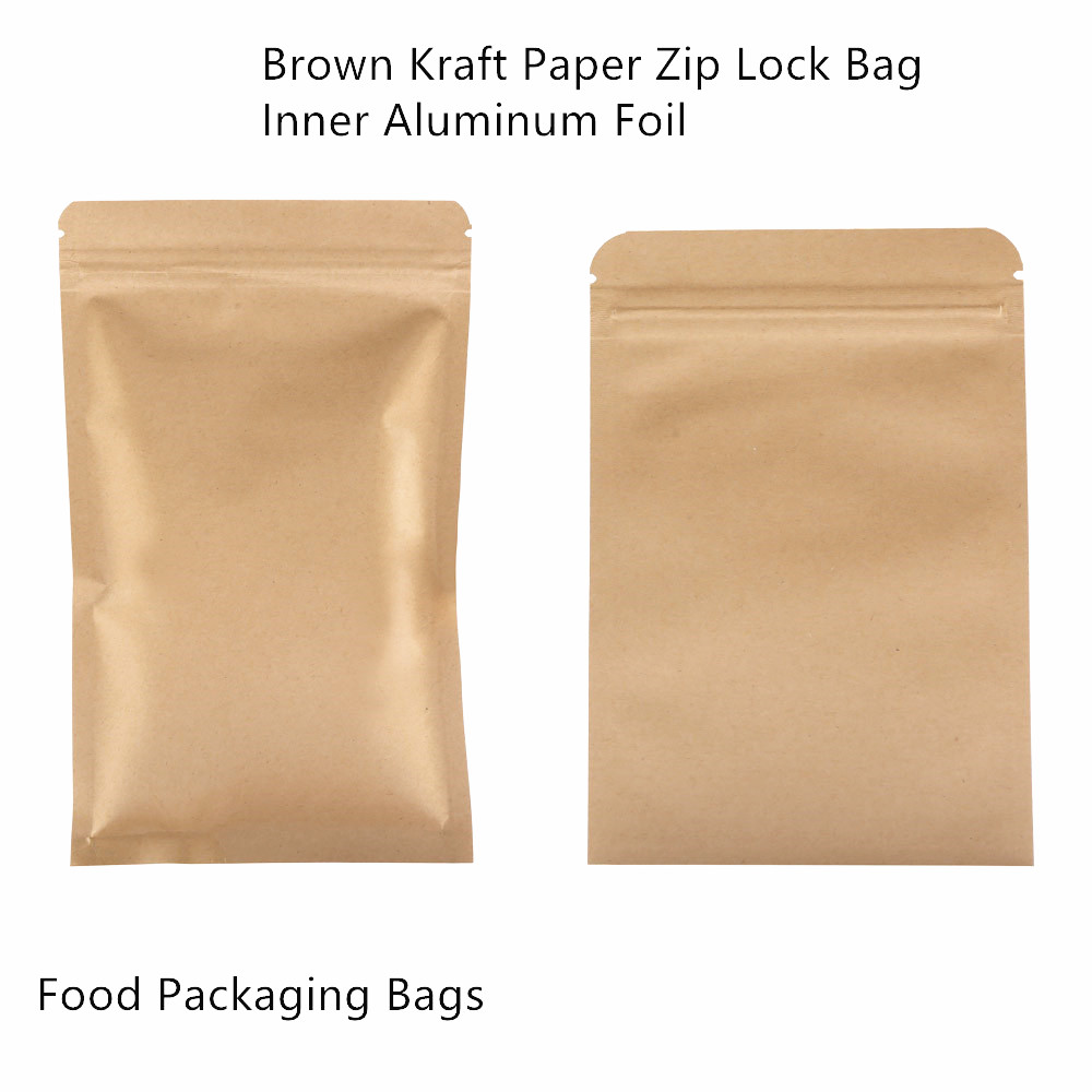 100pcs Brown Kraft Paper Zip L - Food Storage Bags Zip Lock Pouch のレビューと価格