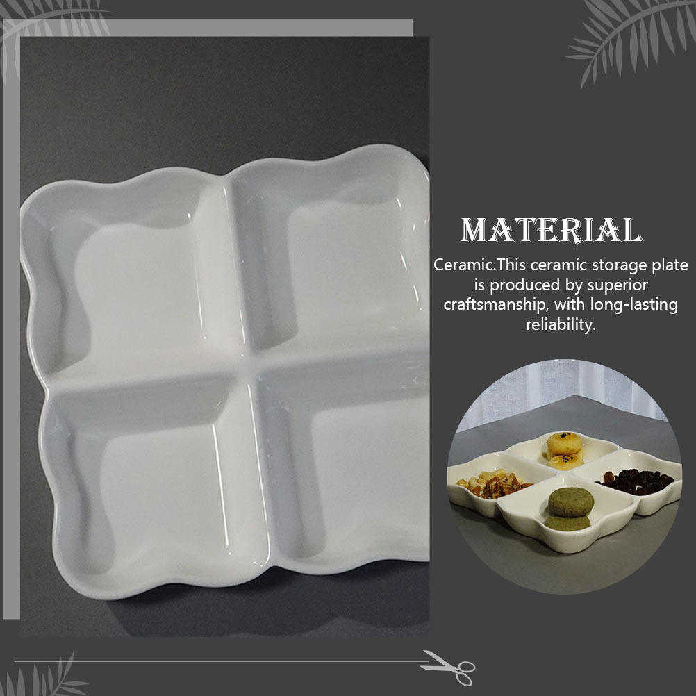4-Compartment Ceramic Snack Di - Food Storage Home のレビューと価格