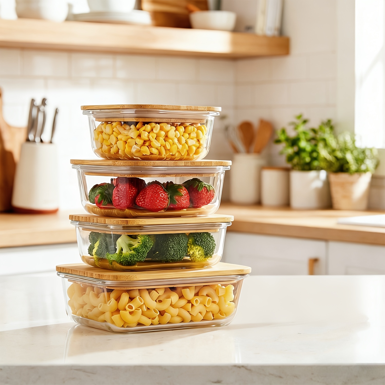8pcs(4pcs Containers And 4pcs  - Food Storage Lunch Box のレビューと価格