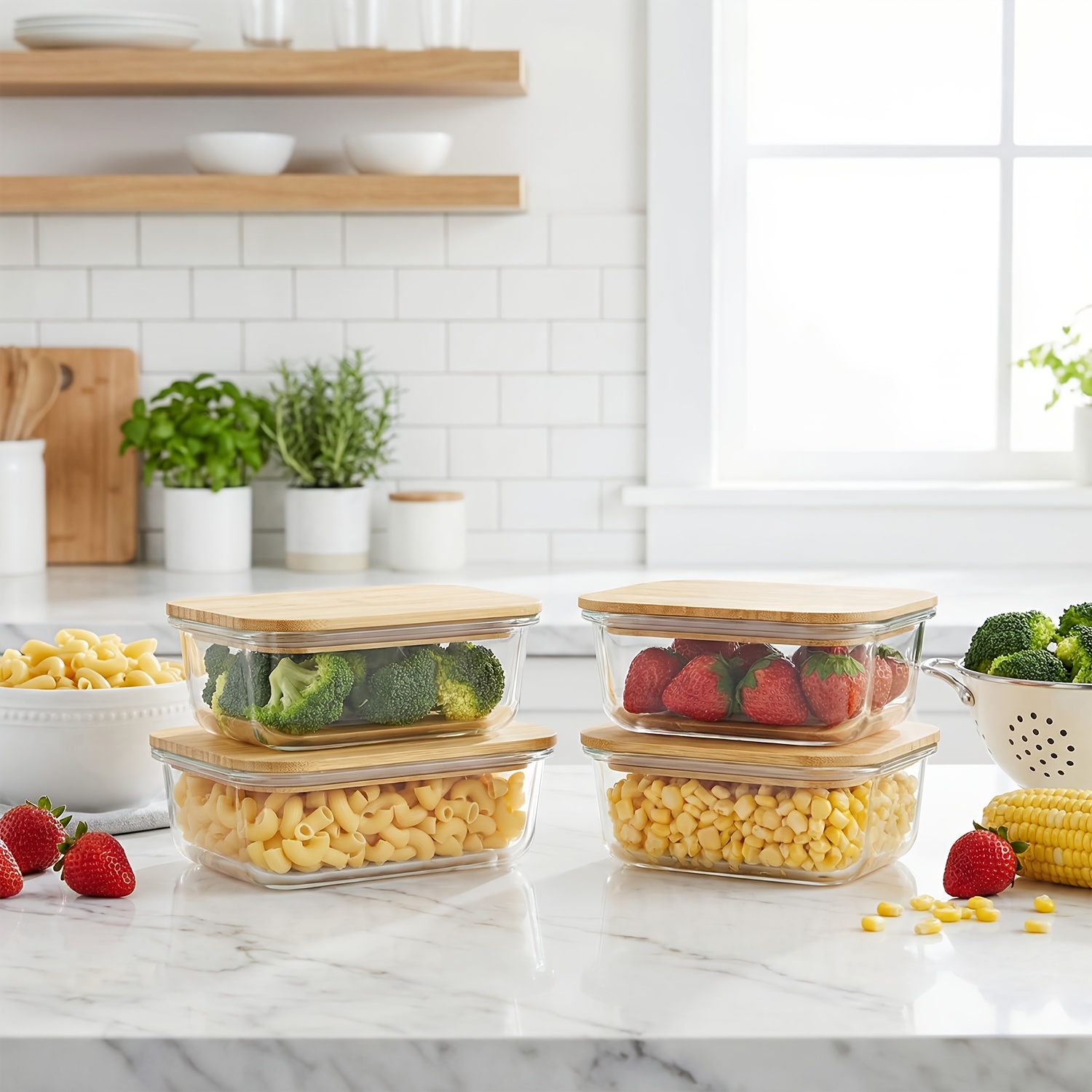 8pcs(4pcs Containers And 4pcs  - Food Storage Lunch Box のレビューと価格