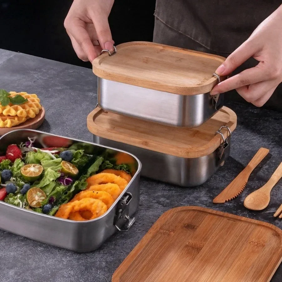 New 304 stainless steel bamboo - Food Storage Boxes With Lids のレビューと価格