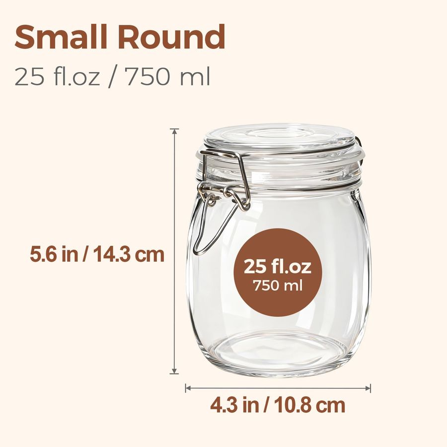 25oz Airtight Glass Canisters  - Food Storage Jar Set のレビューと価格