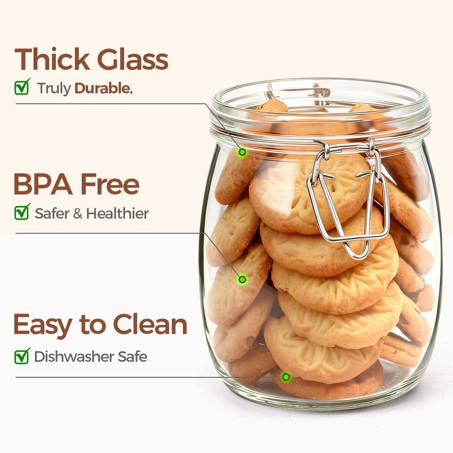 25oz Airtight Glass Canisters  - Food Storage Jar Set のレビューと価格