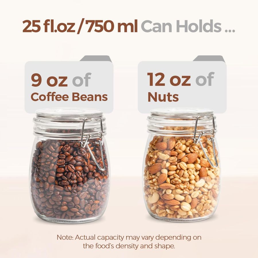 25oz Airtight Glass Canisters  - Food Storage Jar Set のレビューと価格