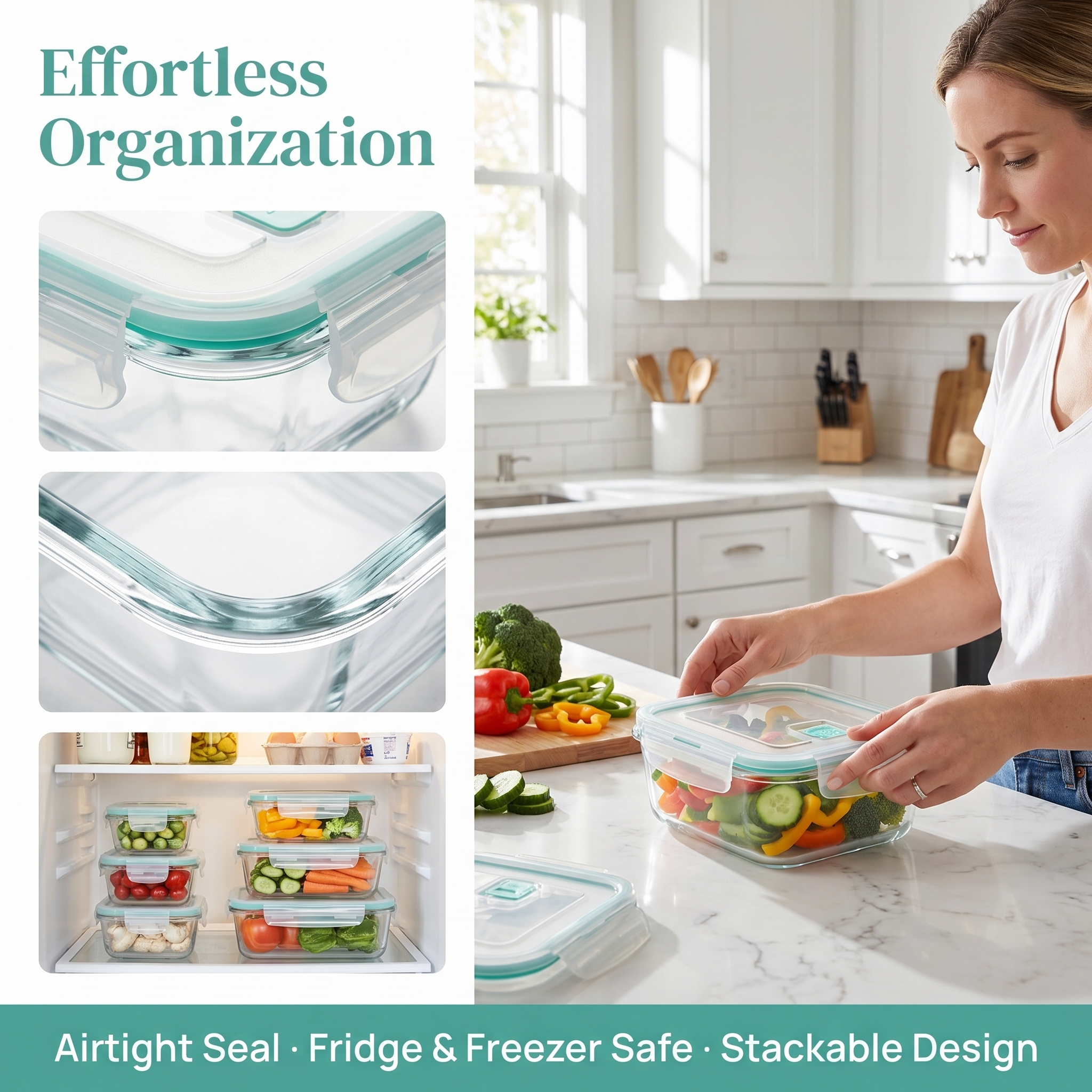 A set of 8 food storage contai - Food Storage Glass Set のレビューと価格