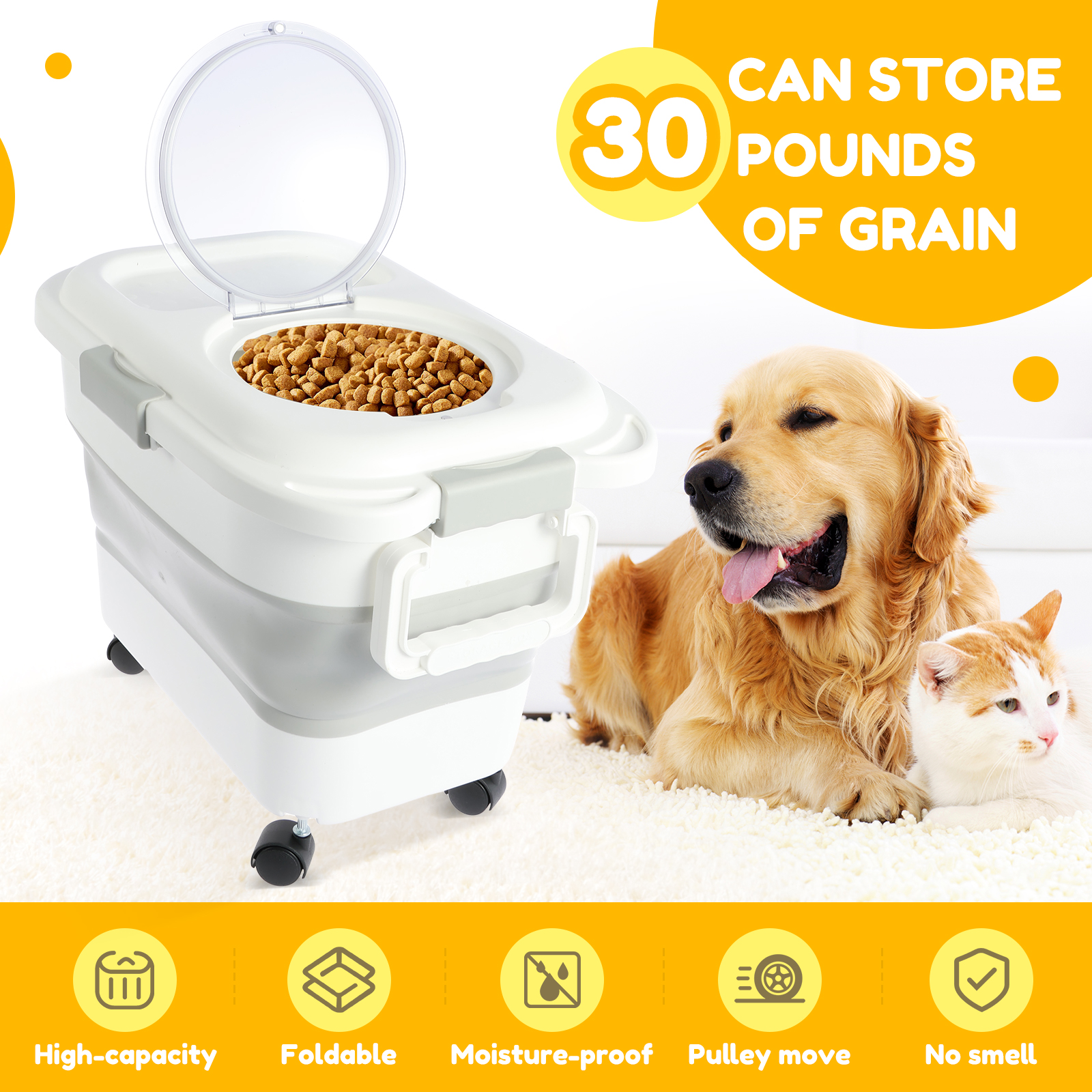 Collapsible Pet Food Storage C - Food Storage On Wheels のレビューと価格