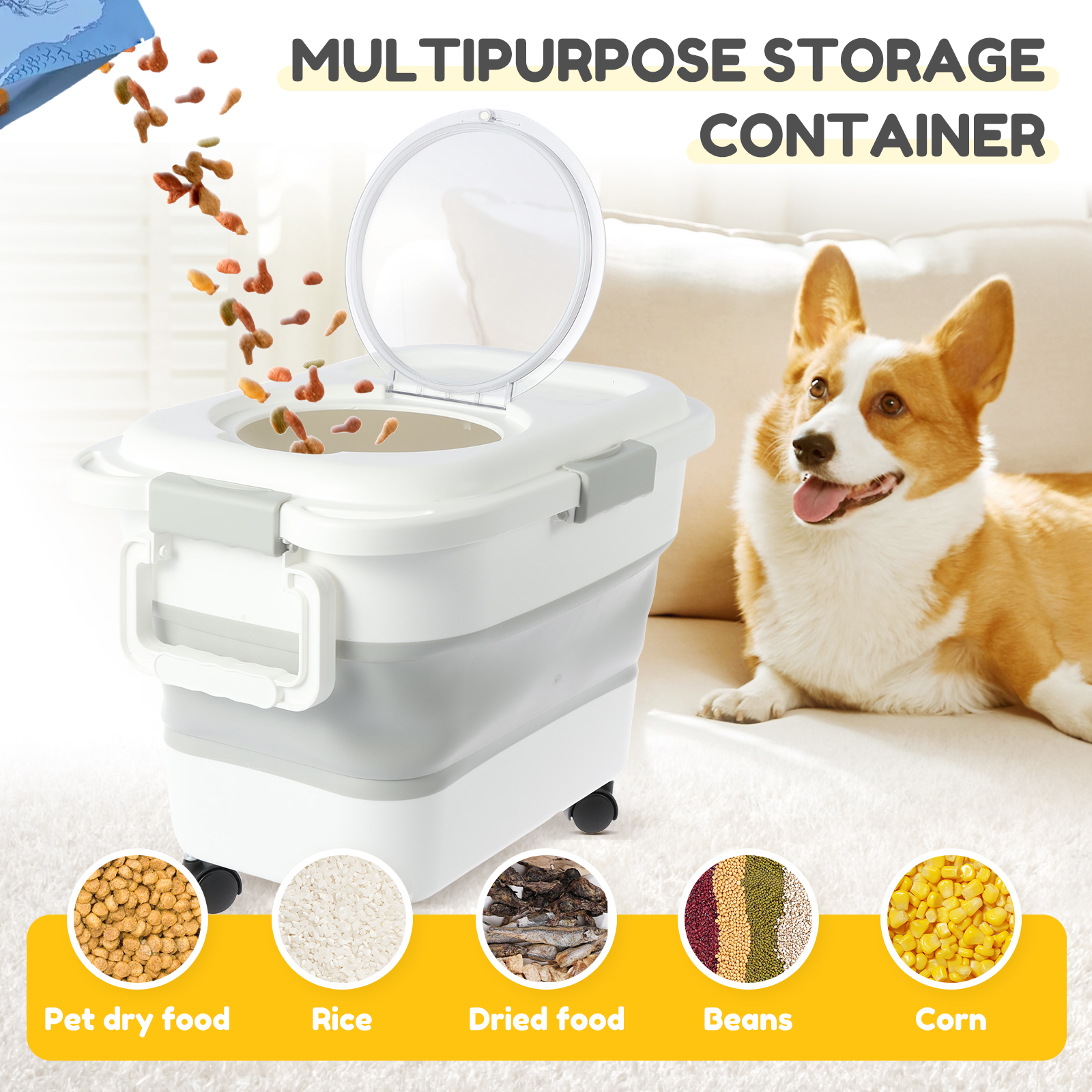 Collapsible Pet Food Storage C - Food Storage On Wheels のレビューと価格