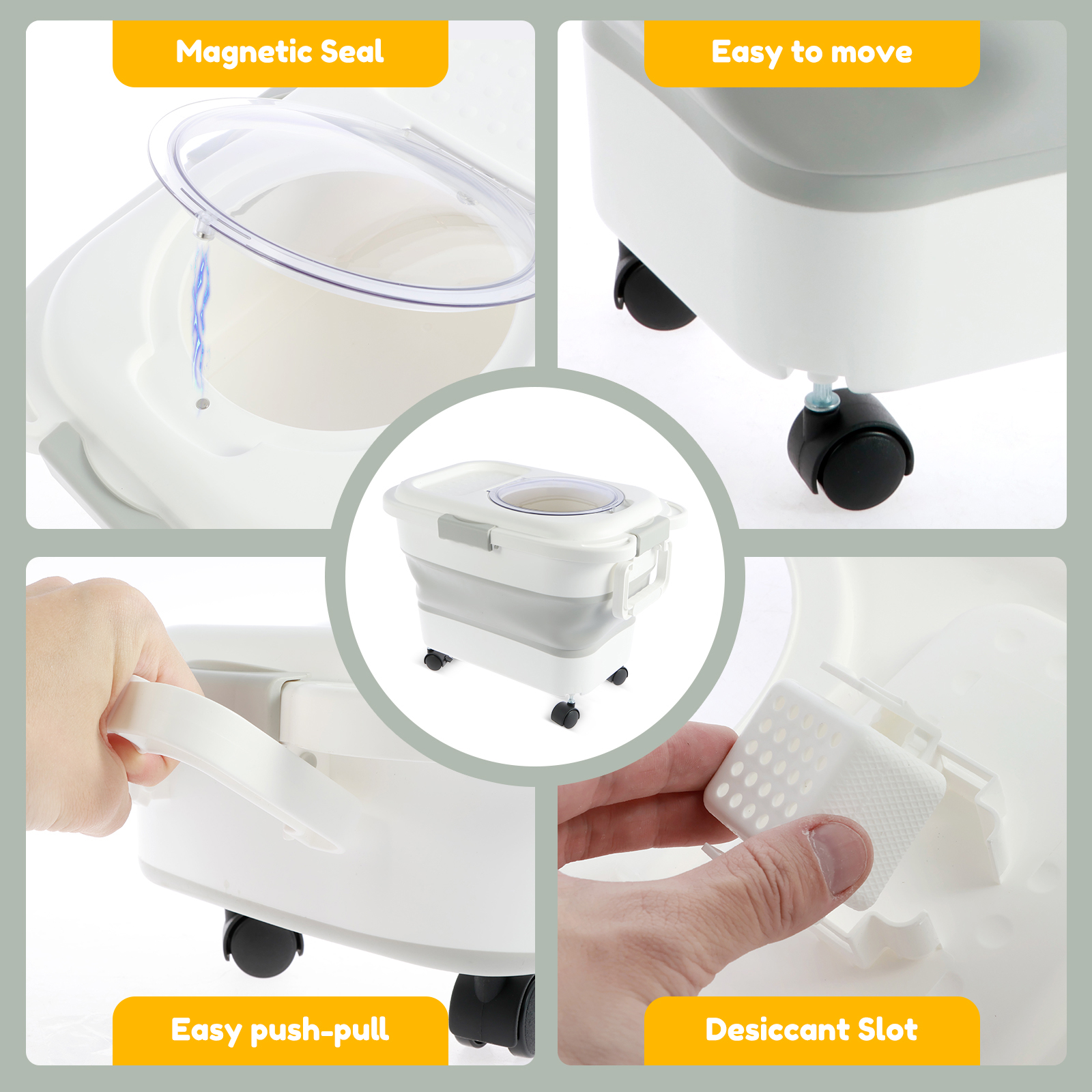 Collapsible Pet Food Storage C - Food Storage On Wheels のレビューと価格