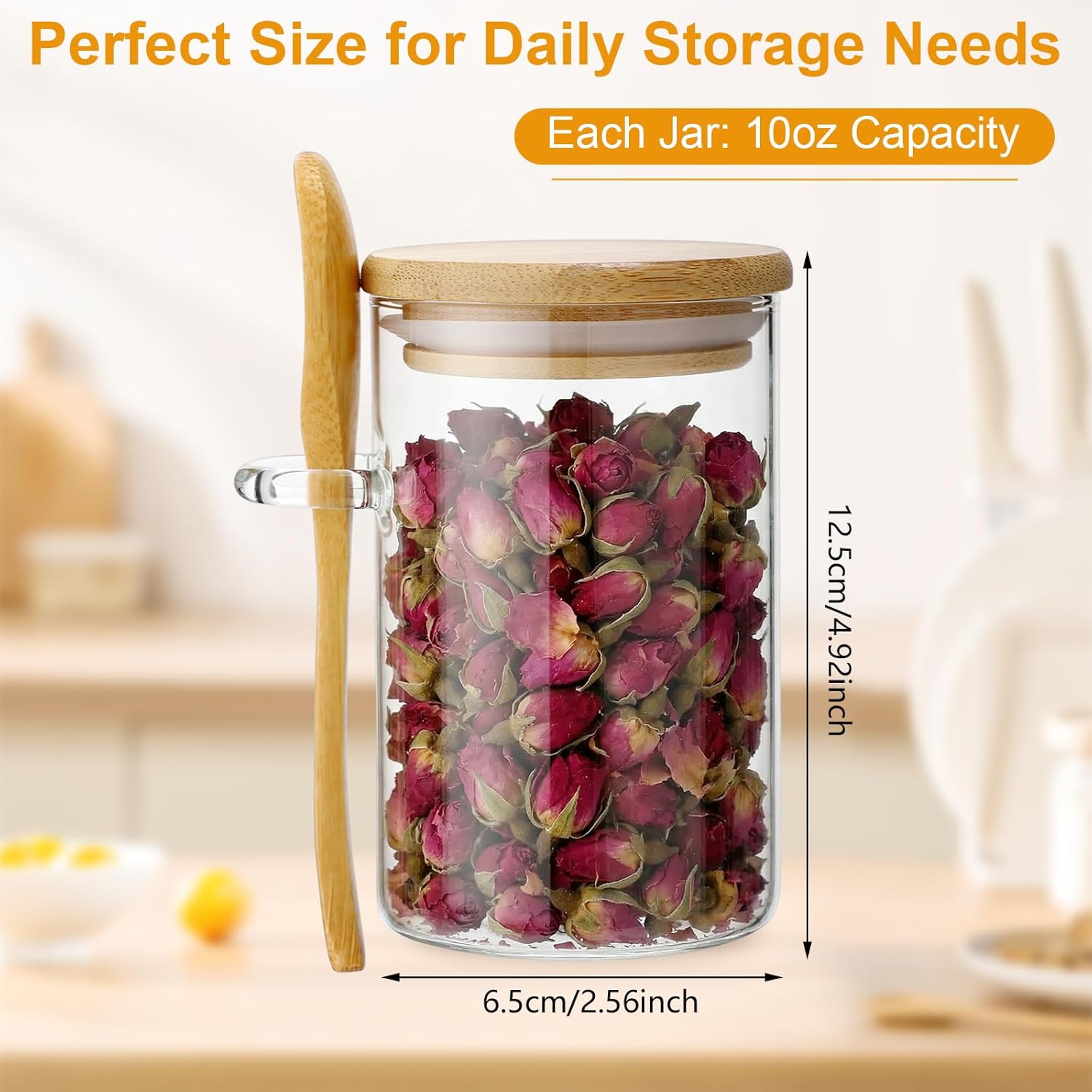 10 Pack Glass Jars with Bamboo - Food Storage Jar Set のレビューと価格