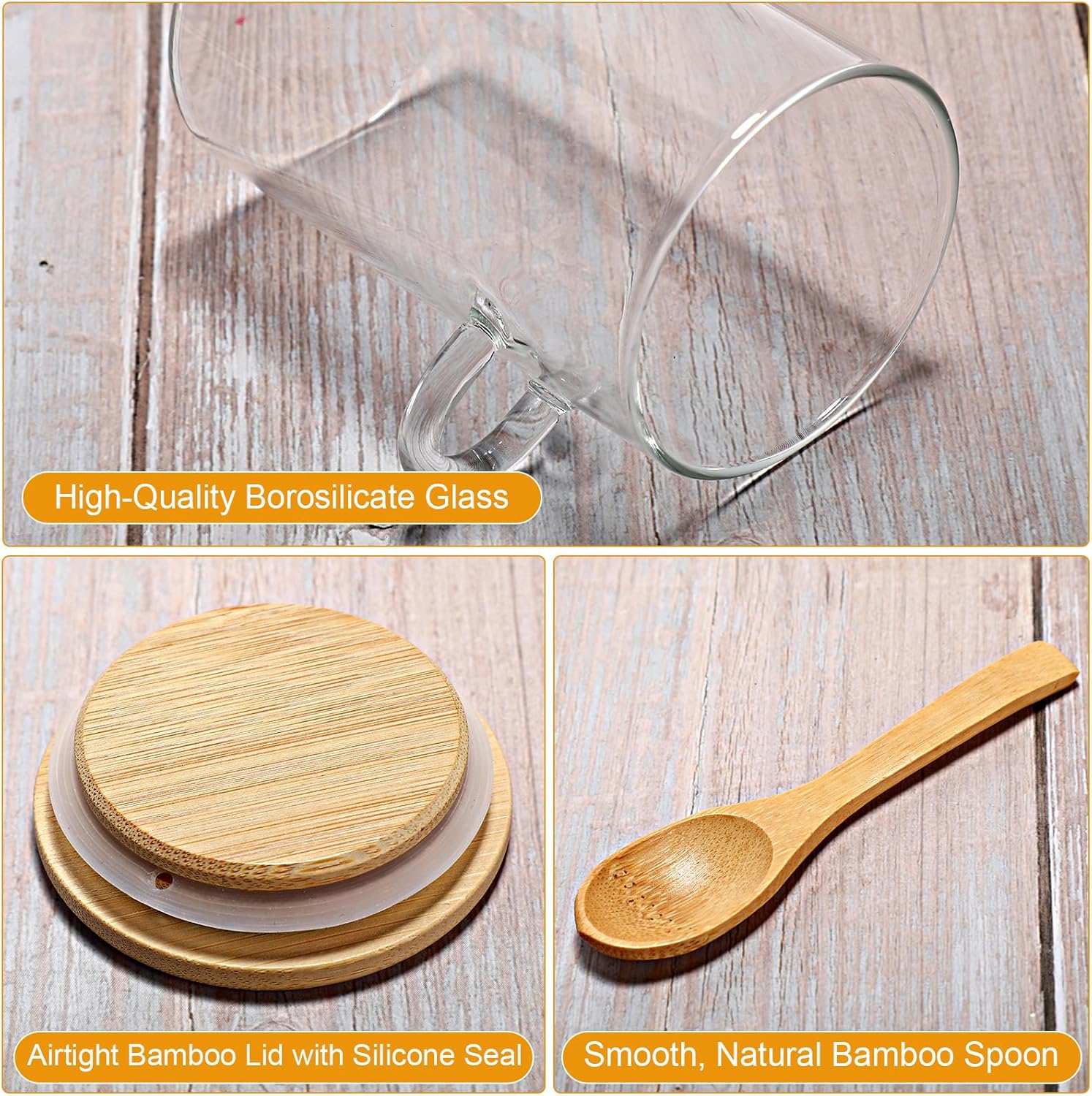 10 Pack Glass Jars with Bamboo - Food Storage Jar Set のレビューと価格