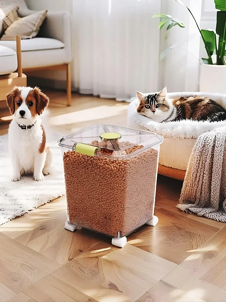 Large Capacity Transparent Dog - Food Storage On Wheels のレビューと価格