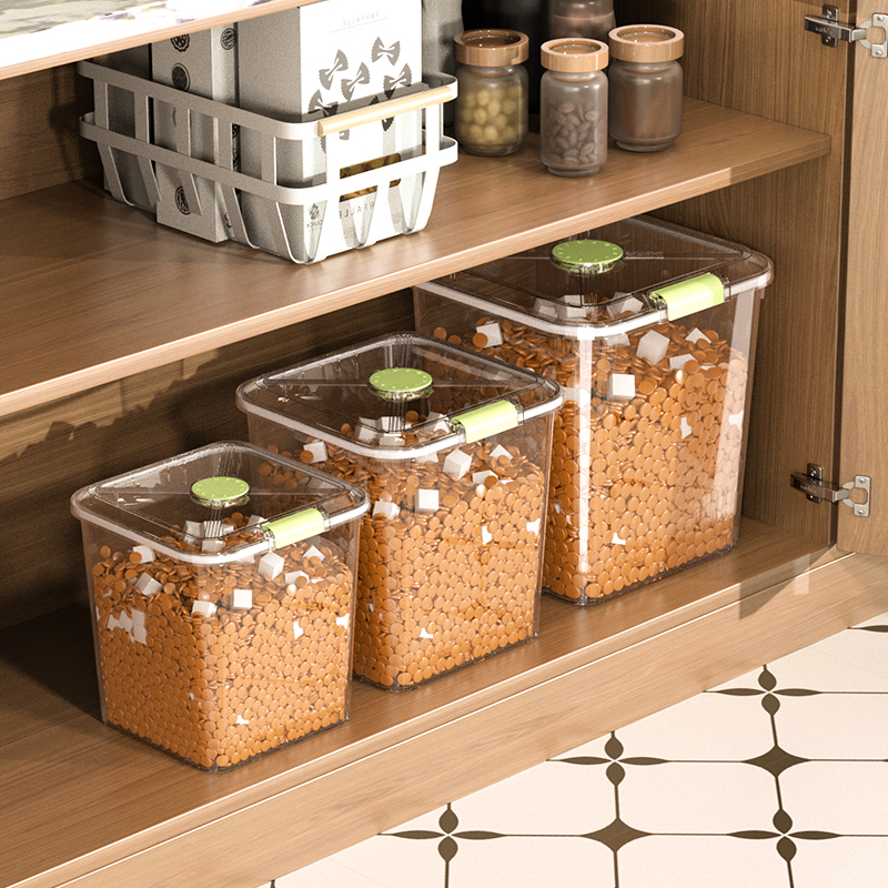 Large Capacity Transparent Dog - Food Storage On Wheels のレビューと価格