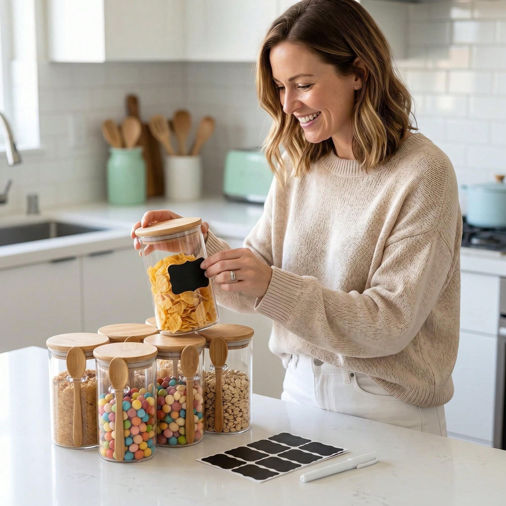 4/10/18 Pcs Square Airtight Gl - Food Storage Jar Set のレビューと価格