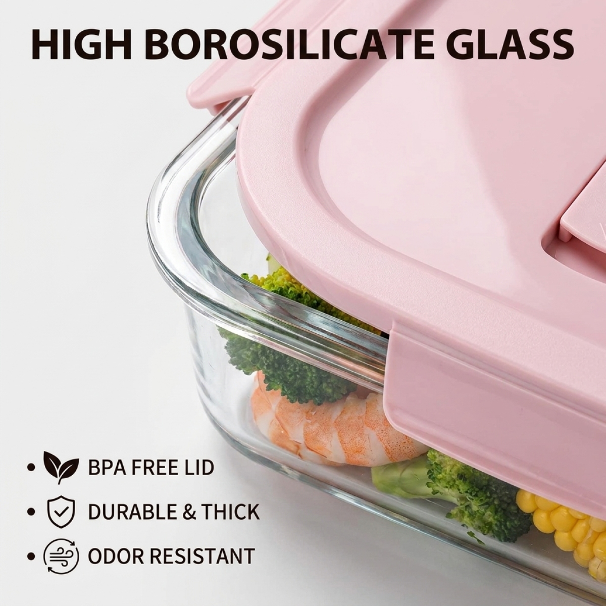 Hot Sale Pink Glass Bow–Secure - Glass Meal Prep Container のレビューと価格