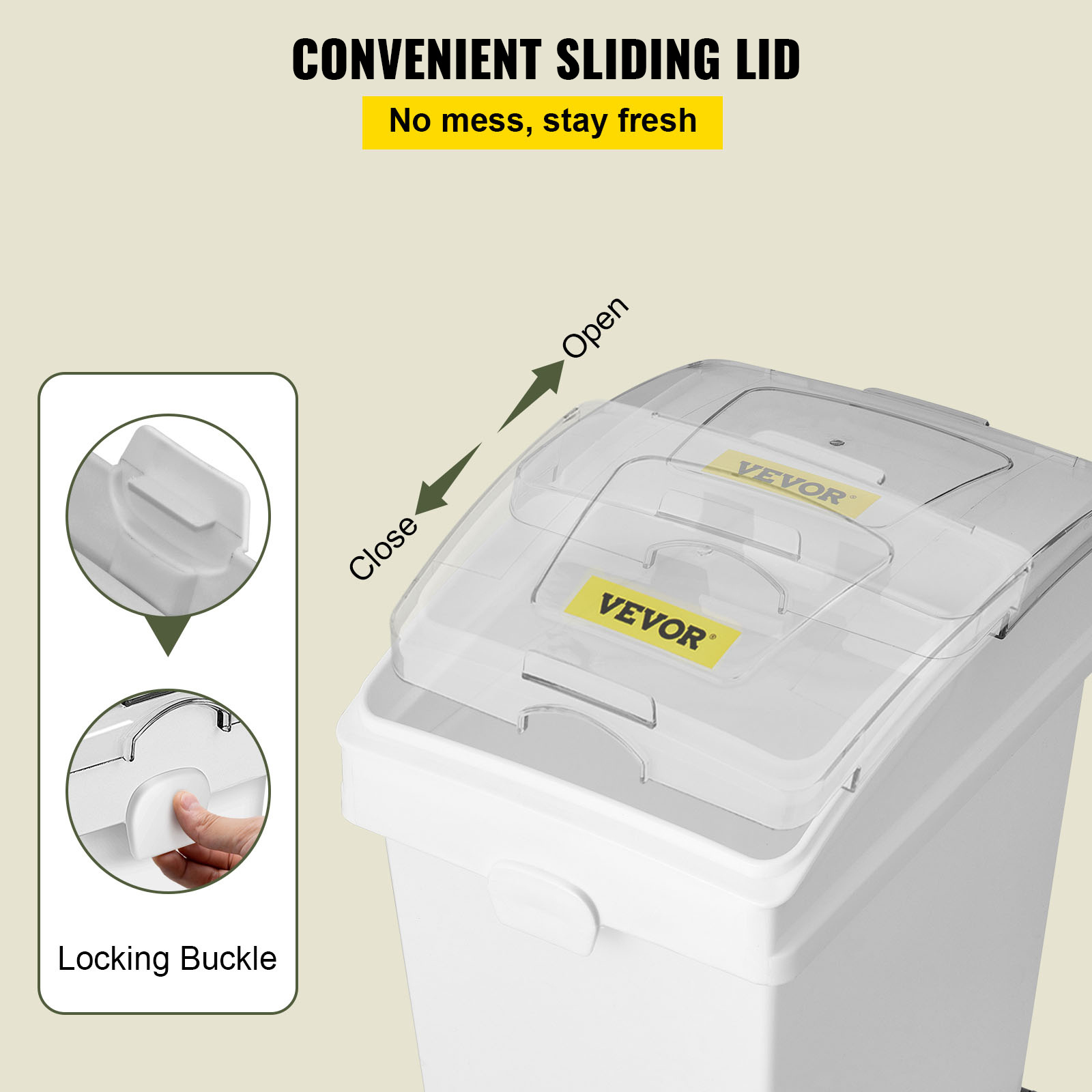 VEVOR Ingredient Bin, 5.2 Gall - Food Storage On Wheels のレビューと価格