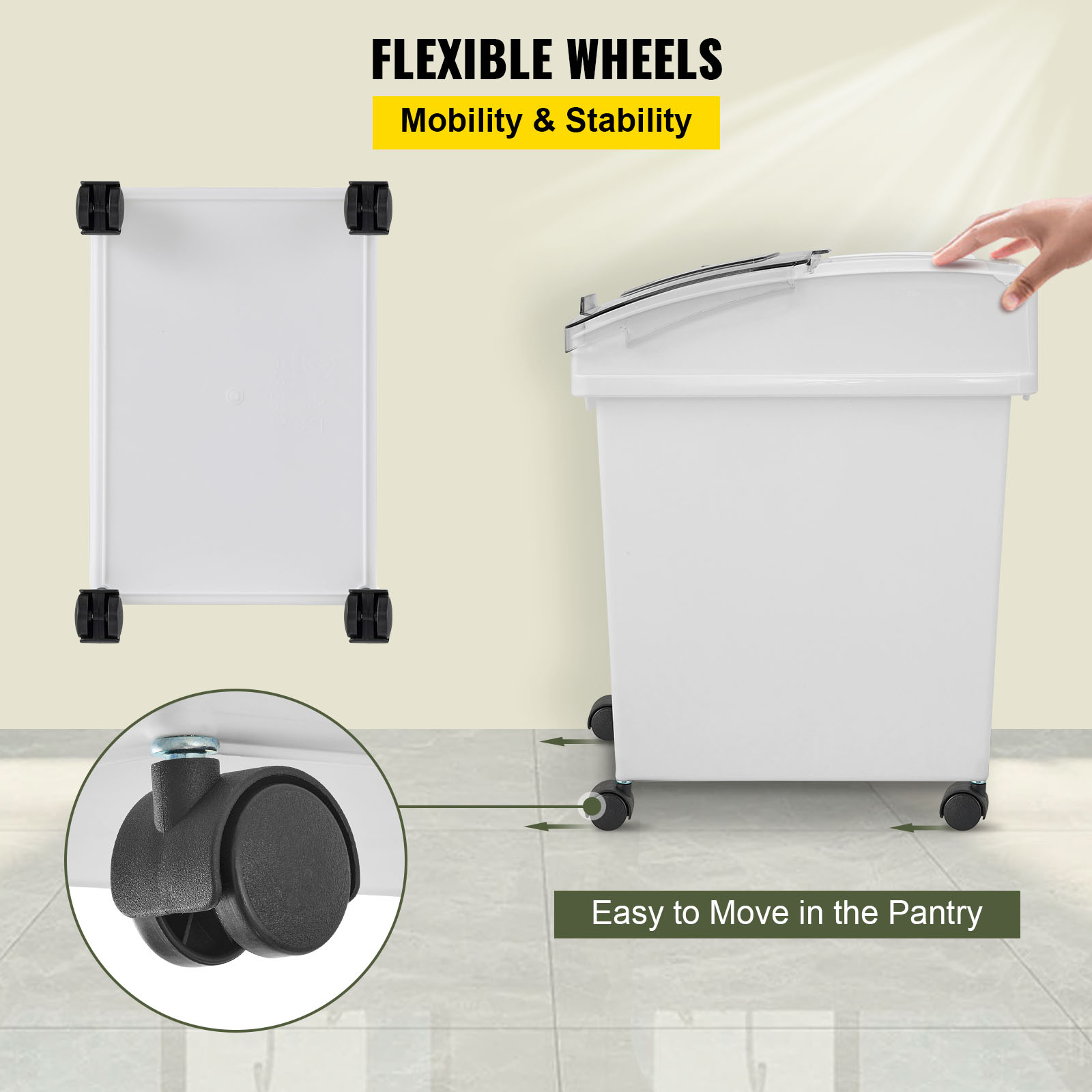 VEVOR Ingredient Bin, 5.2 Gall - Food Storage On Wheels のレビューと価格