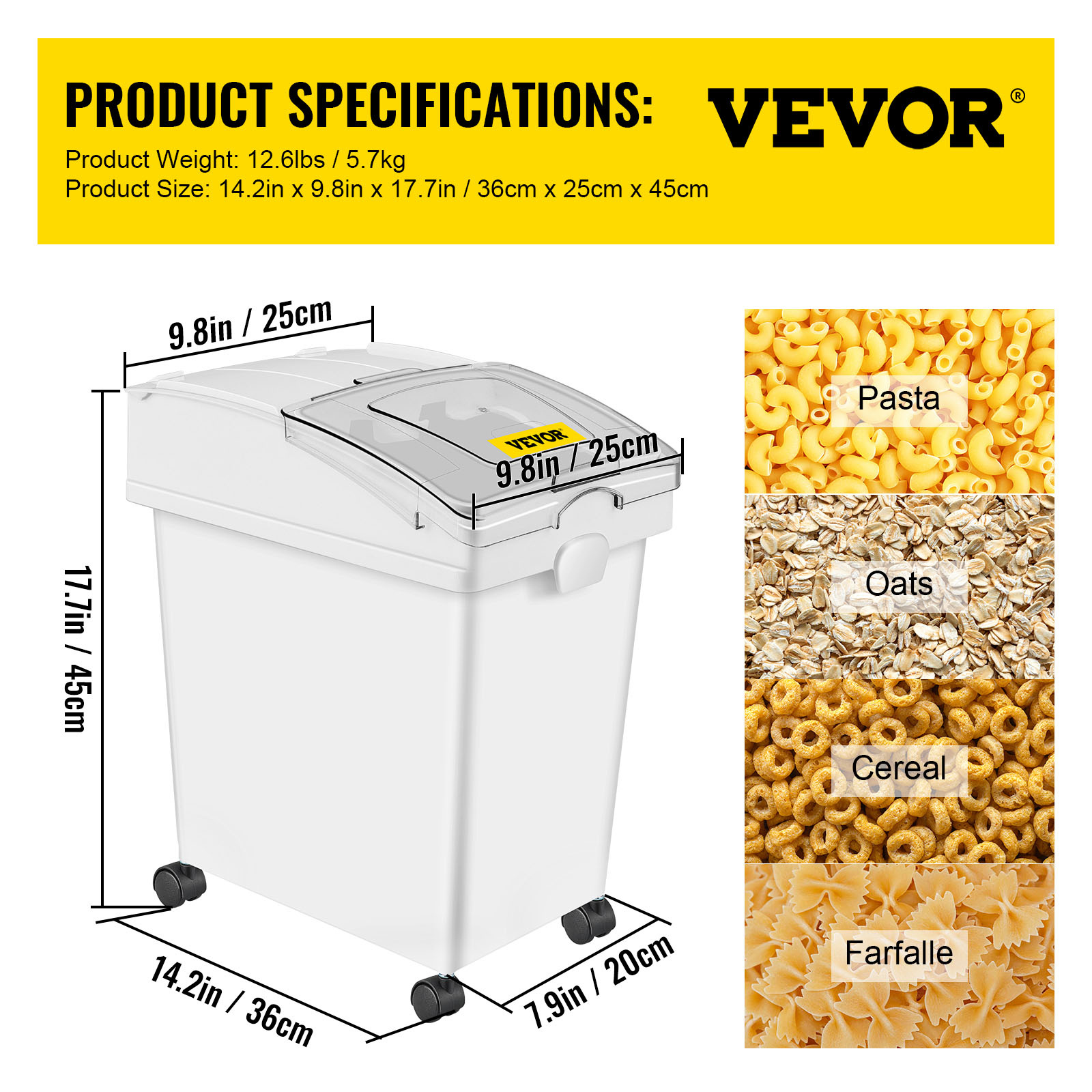 VEVOR Ingredient Bin, 5.2 Gall - Food Storage On Wheels のレビューと価格