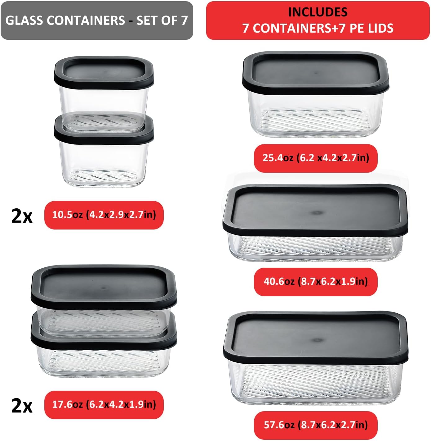 7 Pack Glass Meal Prep Contain - Glass Meal Prep Container のレビューと価格