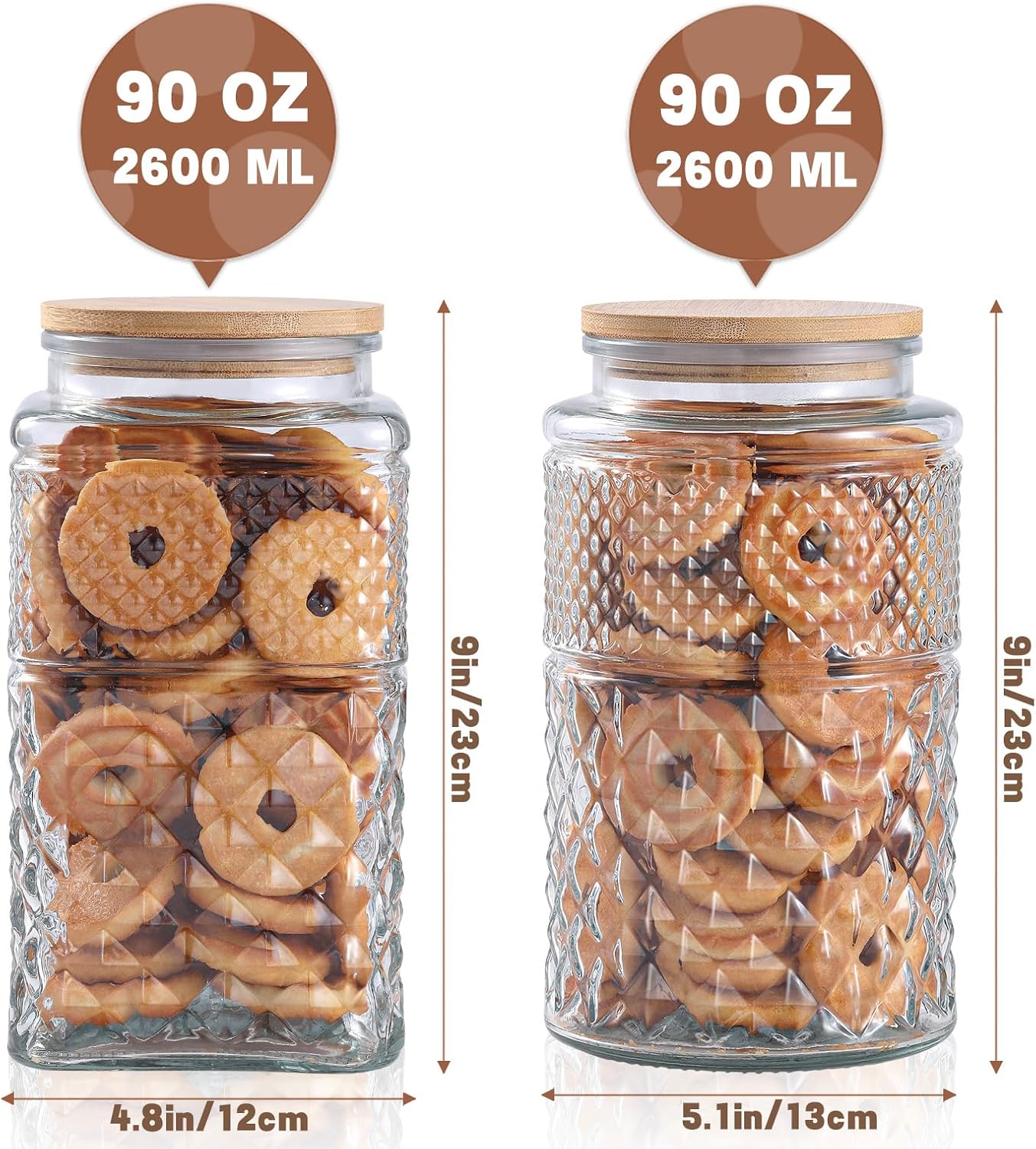 0.7Gallon/2600ml Glass Cookie  - Food Storage Jar Set のレビューと価格